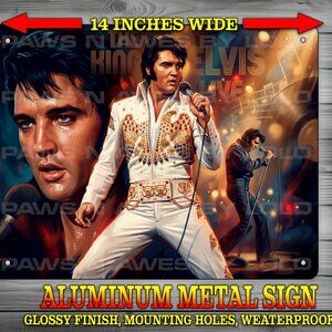 Elvis Presley The King American Eagle Outfit Music Metal Sign Wall Art 11x14"
